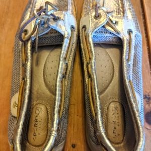 SPERRY Angelfish Metallic Slip On Boat Shoes